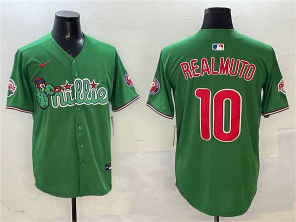 Mens Philadelphia Phillies #10 J.T. Realmuto Green Phanatic Limited Stitched Jersey->philadelphia phillies->MLB Jersey